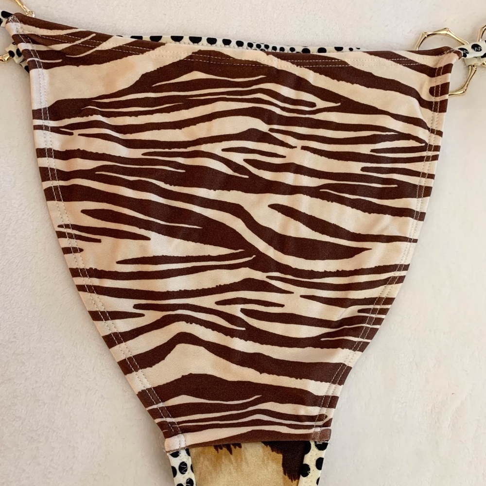 River Island Leopard Ring Triangle Bikini Bottoms Sz 6 - Picture 7 of 12